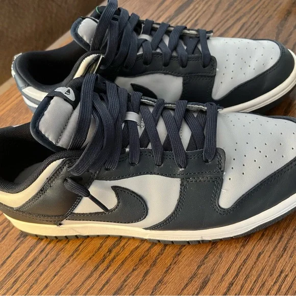 Nike Navy and Gray Sneakers Dunk Low Georgetown Design EUC